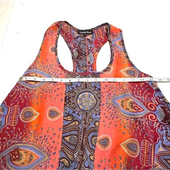 Fashion Fuse Paisley Colorblock Racer Back Flowy Tank Top Women's S Small - Picture 7 of 8